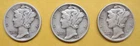 Lot of 3 Mercury Dimes 1923, 1929, 1931-S, Take a Look
