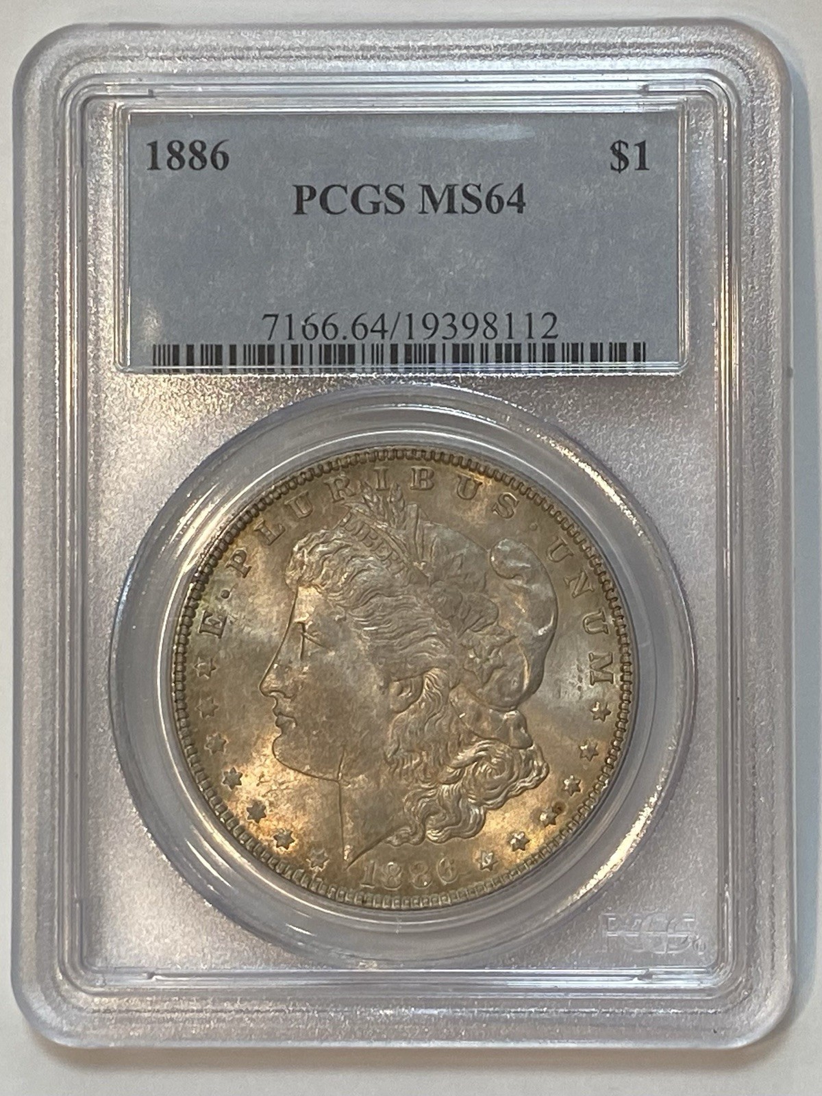 1886 MORGAN SILVER DOLLAR PCGS MS64 Toned