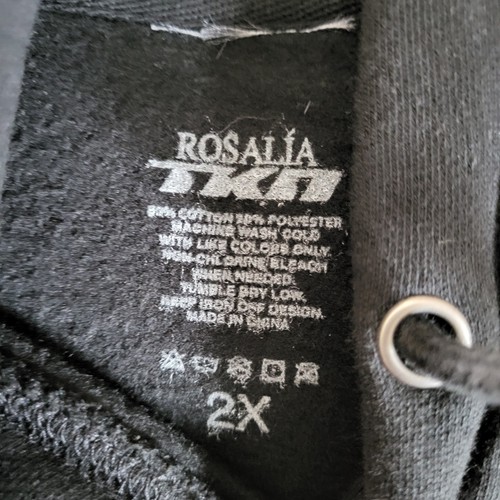 Rosalia Unisex Adult's TKN Pullover Hoodie Black Size 2X Some Color Fade - Picture 6 of 6