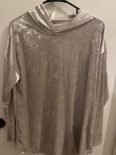 Honeyme Silver Velvet Hoodie, Size Large, Excellent Condition
