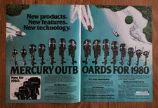 1979 2 Page Vintage Print Ad Mercury Outboards New Products Features Technology