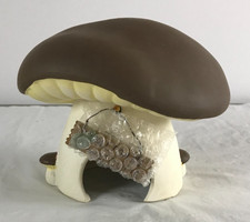 2000 Terra Cotta Ceramic Mushroom Toad House Garden Shelter "All Toads Welcome"
