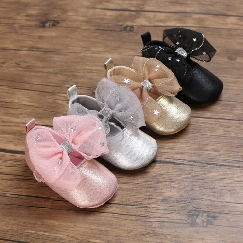 Baby Pram Shoes Non-Slip Princess Girl Infant Lovely Dress Party Shoe Newborn - Picture 2 of 12
