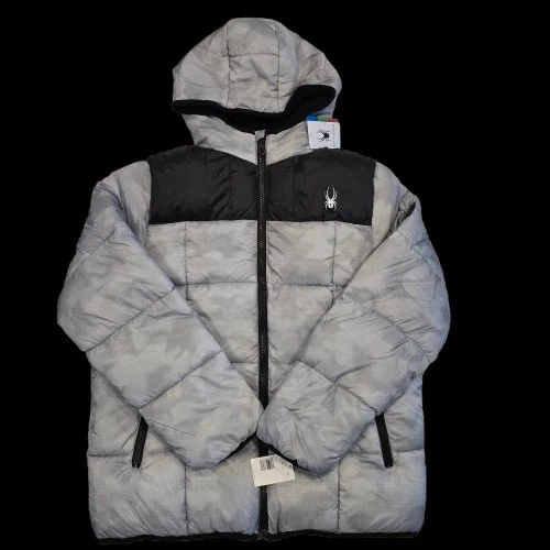 SPYDER Puffer Jacket INSULATED outdoor winter coat MEN SIZE M GRAY/black CAMO