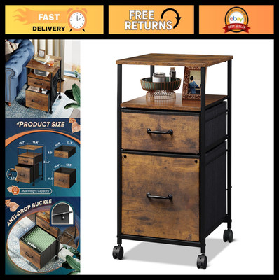 2 Drawer Mobile File Cabinet - Rolling Printer Stand with Open Storage Shelf, Ru