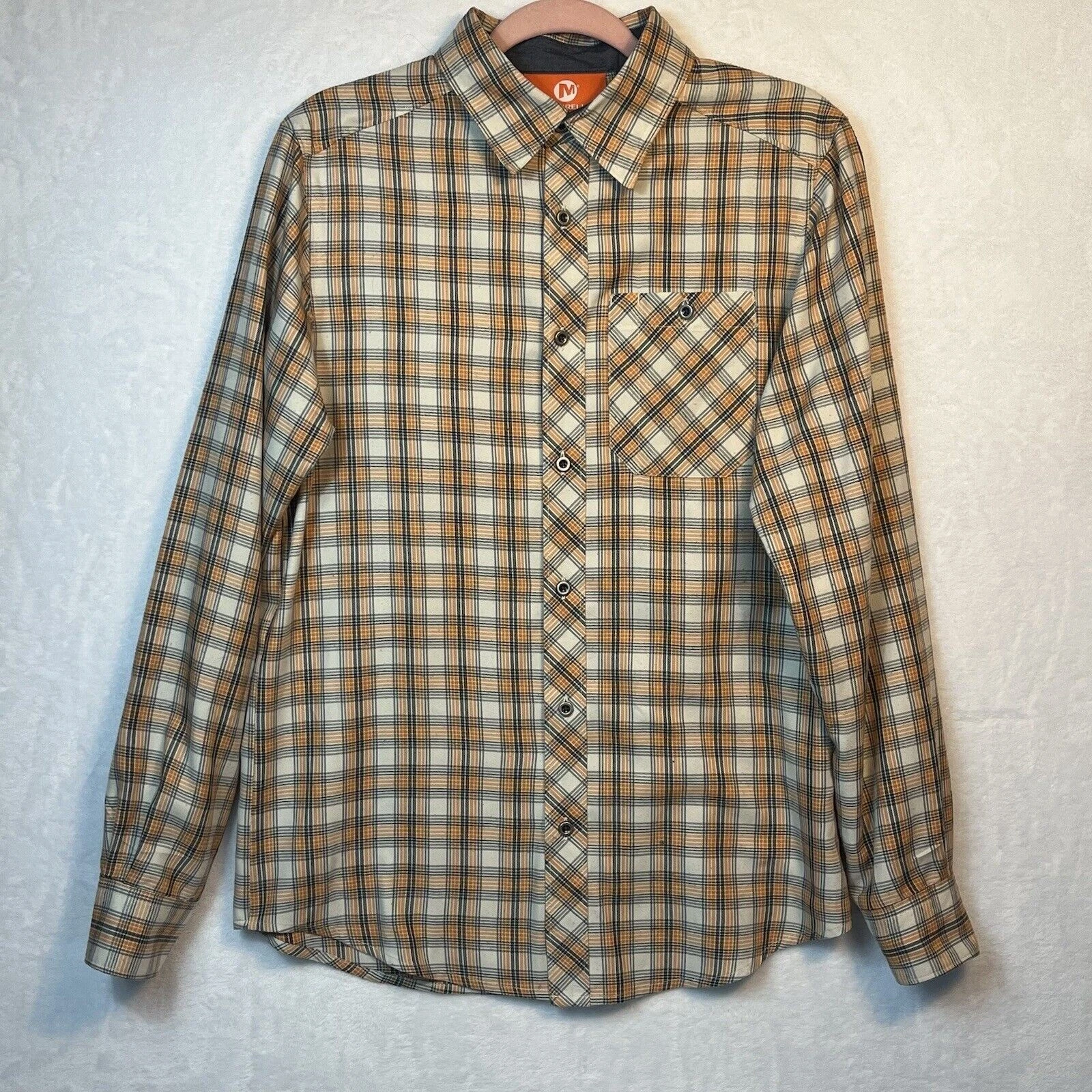 merrell talin plaid collared button up long sleeve shirt