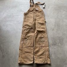 Carhartt Duck Canvas Bib Double Knee Overalls Mens 34x32 Brown Insulated BRN