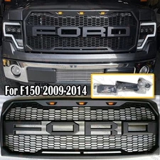 Front Bumper Grill For 2009-2014 F150 F-150 Grille Raptor Style Hood Black W/LED