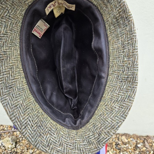 EWM Harris Tweed Fedora 100% Wool Pure Classics Herringbone Trilby Size M - Picture 6 of 11