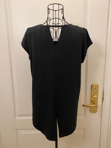Max Studio Women Black Round Neck Key Hole T-Shirt Cotton Blend Size Small - Picture 3 of 7