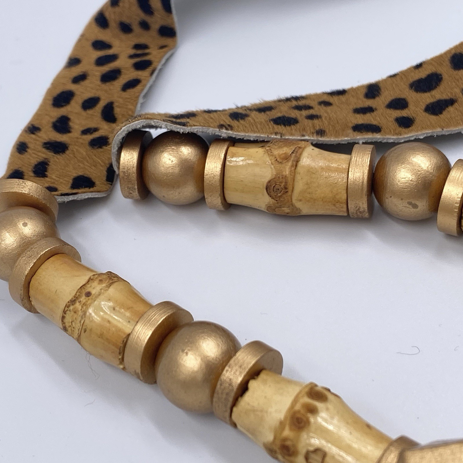 Michelle McDowell Statement Necklace Leather Leop… - image 6