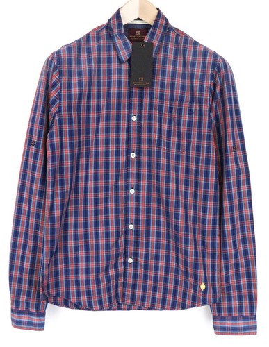 Chemise Scotch & Soda Carreaux Bleu Homme - Coton Regular - Neuve Avec étiquettes