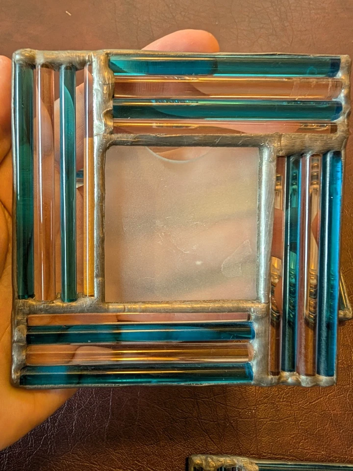 4 шт. подставки для картин ручной работы из витражного стекла трость уникальные синие бруталистские - Изображение 3 из 4
