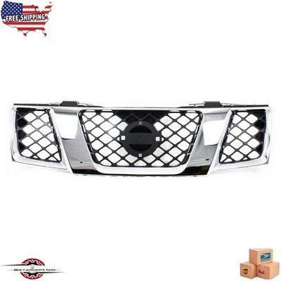 Fits 2005-2008 Nissan Frontier New Front Grille Chrome Shell with Black Insert
