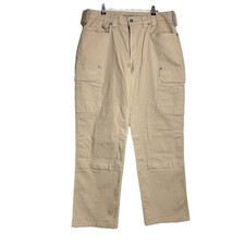 Duluth Trading Co Flex Fire Hose Cargo Pants Men  s Size 36x32 Khaki Relaxed Fit
