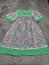 Go Softly Patio Dress Women Large Mint Green Geometric Sequin Smocked Housecoat