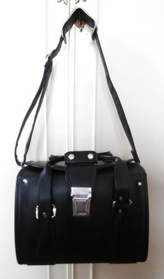 Vintage 1980er schwarz Lederoptik Vinyl Kameratasche Reise Schultertasche sehr guter Zustand