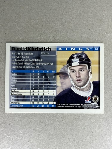 1996-97 Bowman FOIL #61 Dimitri Khristich Los Angeles Kings - Picture 2 of 2