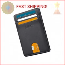 Buffway Mens Slim Wallet, Minimalist Thin Front Pocket Leather Credit Card Holde