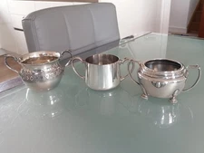 3 X Antique Silver Plated EPNS Double Handled Sugar Bowls.VINTAGE TEA ROOMS.