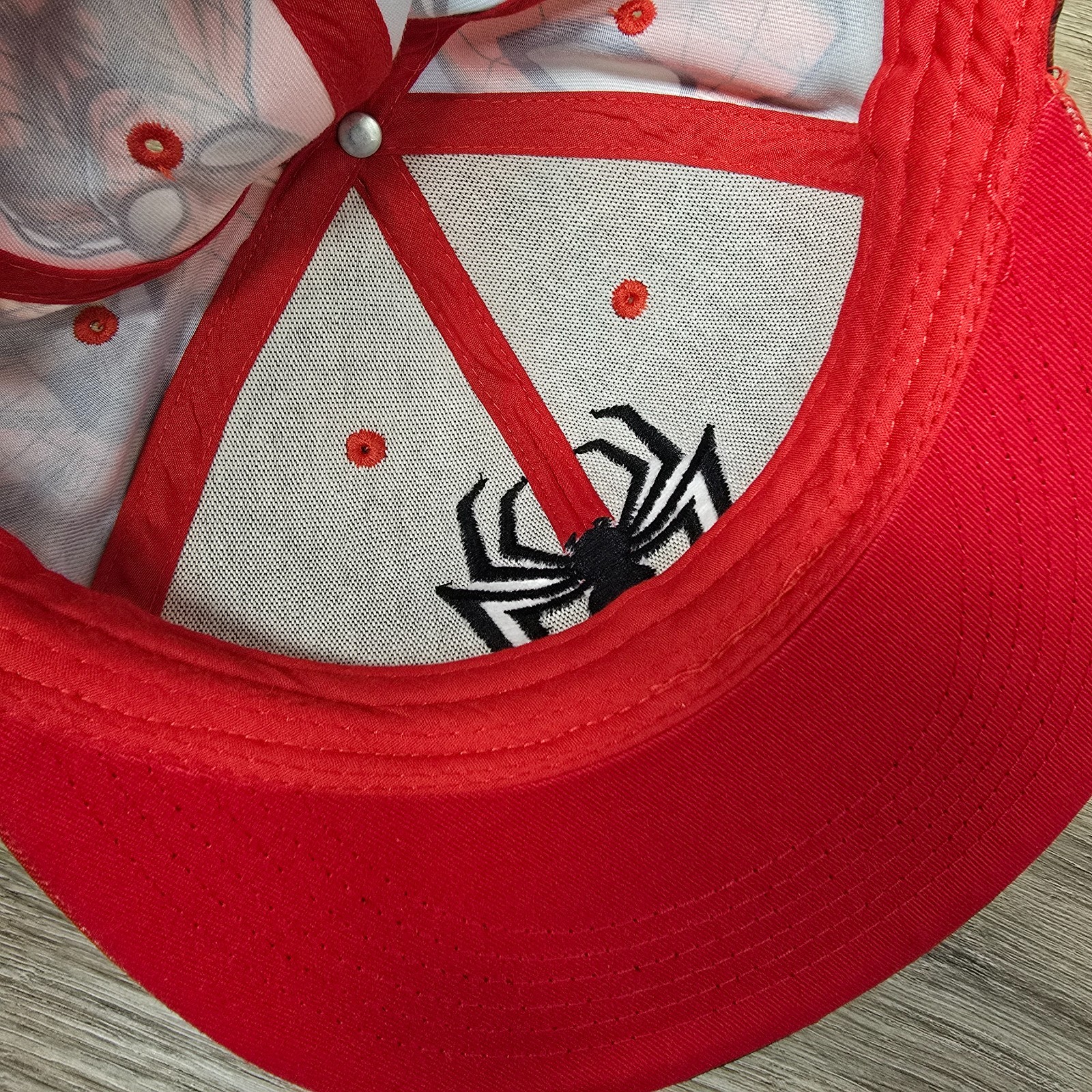 Marvel Spiderman Hat Adjustable Snapback AOP Red … - image 9