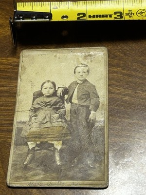 Dr J Phillips CDV Boy Girl Excelsior Kids Antique New Philadelphia Ohio Photo