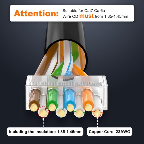VCELINK Cat7 Cat6A RJ45 Connecteurs Passants Blindé Pack de 30, Gris - Photo 3/9