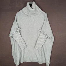 Knit Sweater Women's Small Light Blue Made in Italy Turtleneck Chunky Boho