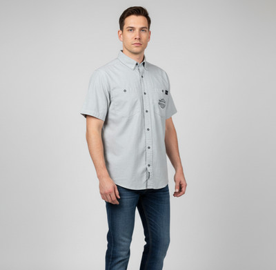 Harley Davidson H-D Performance Men White Grey Pinstriped S/S Shirt Sz M Vented 
