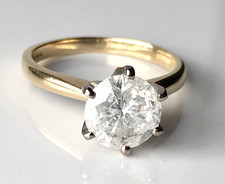 18ct Yellow Gold 1.75ct Natural Diamond Solitaire Engagement Wedding Ring