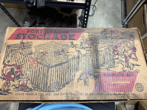 Vintage Marx Fort Apache Stockade Play Set with Figures & Accessories
