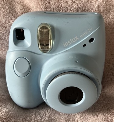 Fuji Film Instax 7+ Instant Camera Mini Light Blue WORKS Has Film In Camera