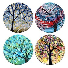 Color Tree of Life Round Coaster Set - Made of Recycled Rubber - Set of 4
