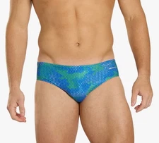 Sporti HydroLast Digi Camo Brief Swimsuit - Size 32 - Blue Green
