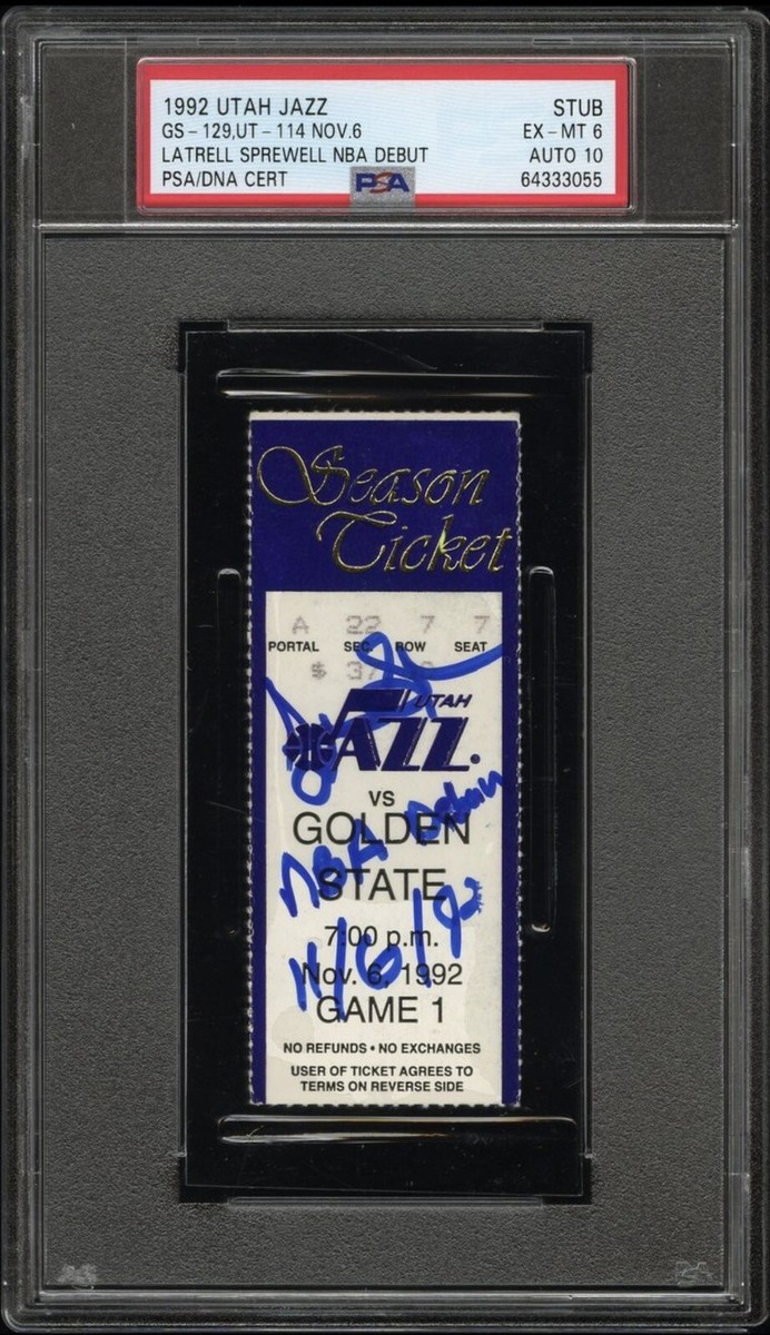 直筆サイン JUNSKY WALKER TOUR 92-93 STARBLUE 1992 LATRELL SPREWELL SIGNED NBA DEBUT TICKET STUB 11/6/92 POP 1