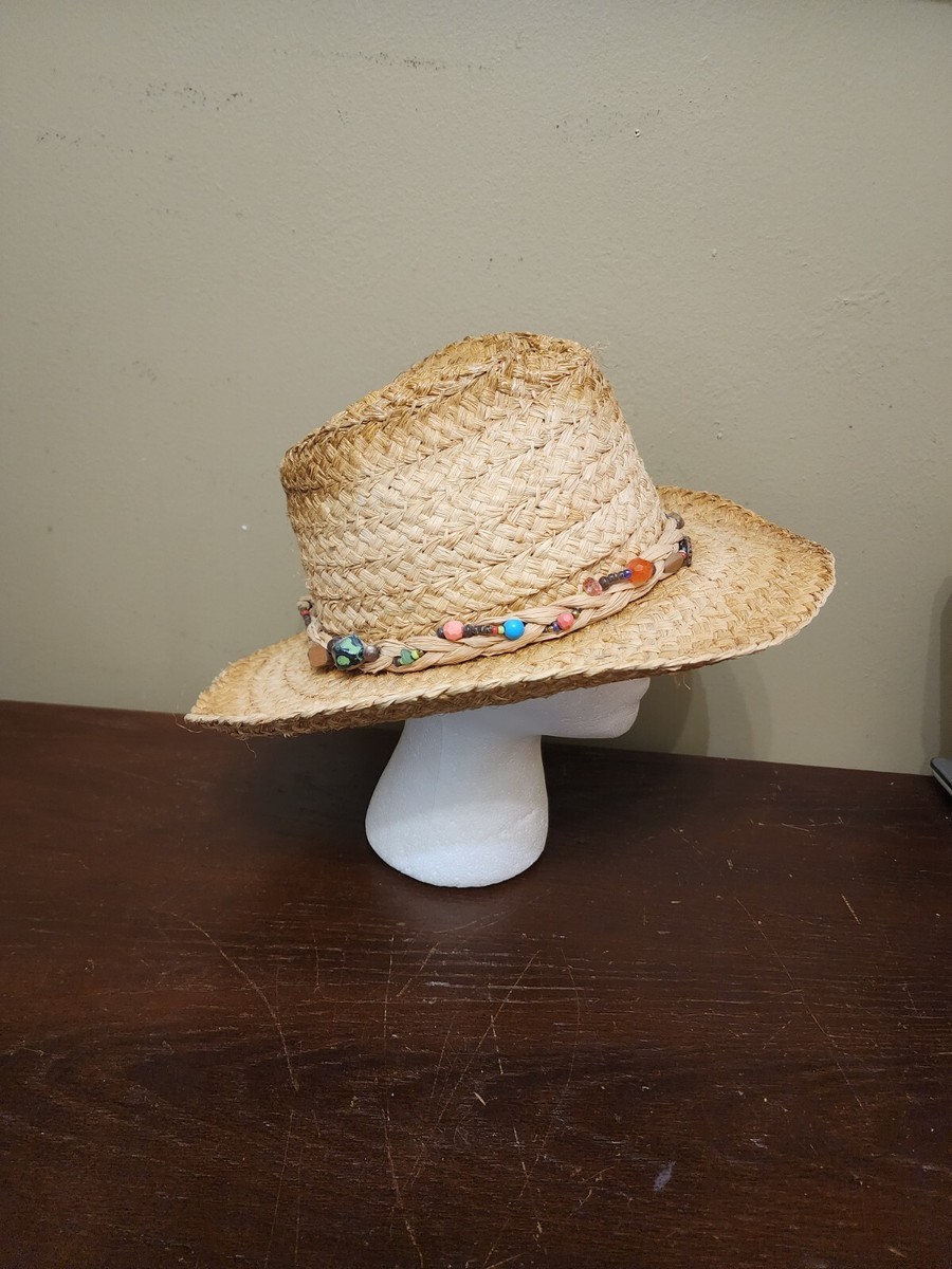 Cappelli Straworld Paper Straw Hat Beaded Neutral Color | eBay display picture 1