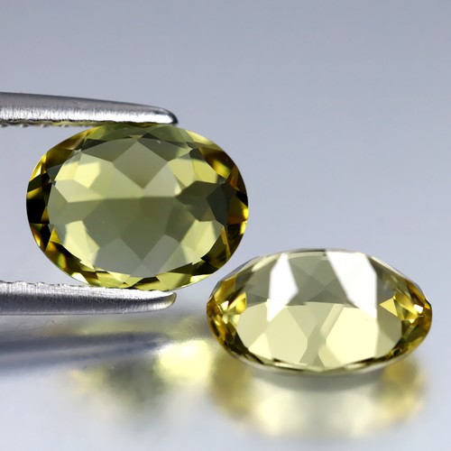 3,56 ct (2 piezas) PAR A JUEGO Corte Ovalado (9 x 7 mm) Amarillo Heliodor Berilo Genuino - Imagen 2 de 2