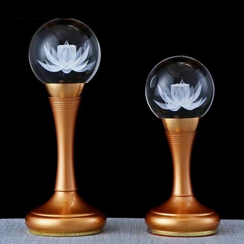 2pcs 21cm Crystal Colorful LED Lotus Lamp temple shrine lights worship buddha - Picture 10 of 11