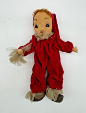 Vintage Christmas Elf Pixie Poseable Doll Red Velvet Holiday D cor Shelf Sitter