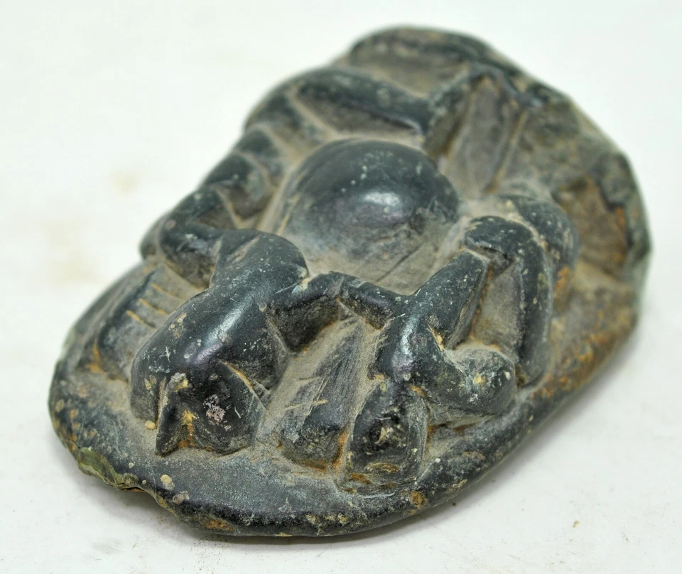 Antigua Estatuilla Ídolo Dios Ganesha Piedra Negra Original Antigua Fina Tallada a Mano  Foto 4 de 4