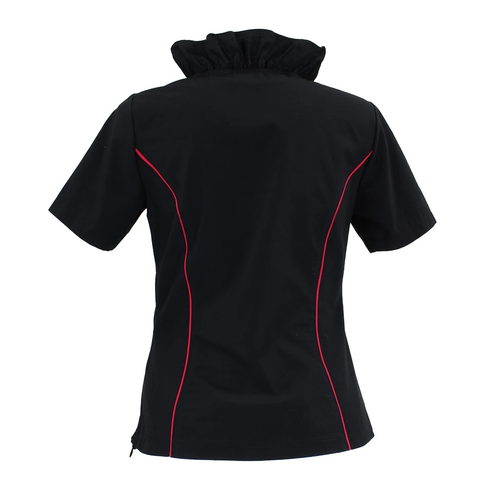 Trachtenbluse Dirndlbluse Trachten Bluse Damen  Schwarz Herz Rot tailliert - Bild 2 von 4