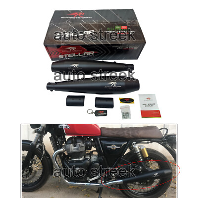 For Royal Enfield GT Continental 650 SS Roter Hahn Auspuff Schalldämpfer Schwarz
