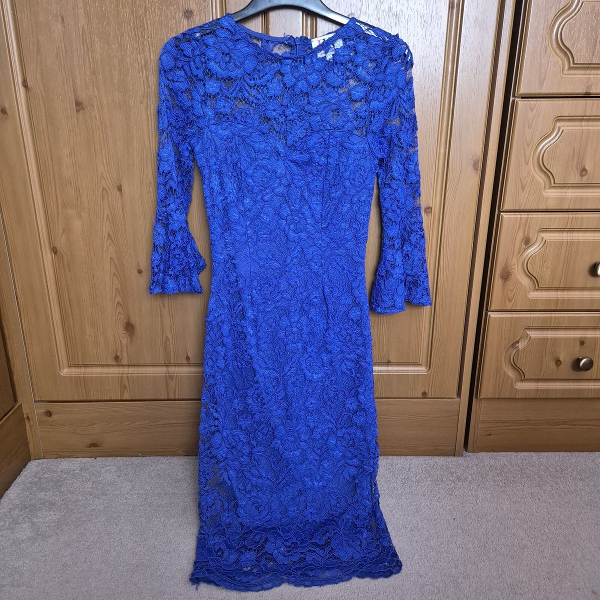 JESSICA WRIGHT BLUE LACE BODYCON DRESS SIZE