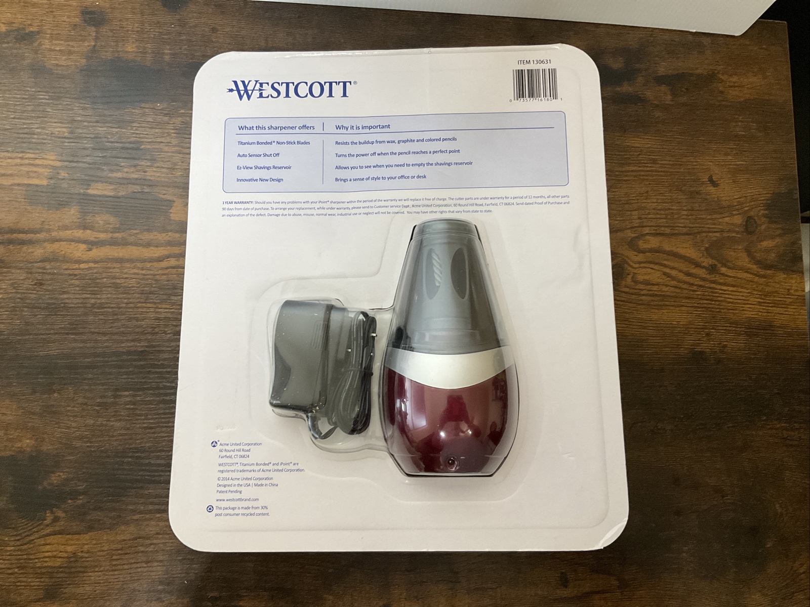 Westcott ELECTRIC PENCIL SHARPENER Titanium Non-Stick model #130631 New