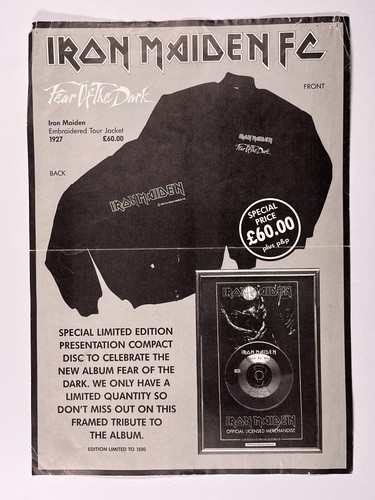 Iron Maiden Fan Club Flyer Fear Of The Dark Official Merchandise Leaflet 1992 - Picture 2 of 12