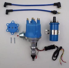 small cap FORD 240 300 INLINE 6 Cylinder 1965-86 Blue HEI Distributor + 45k COIL