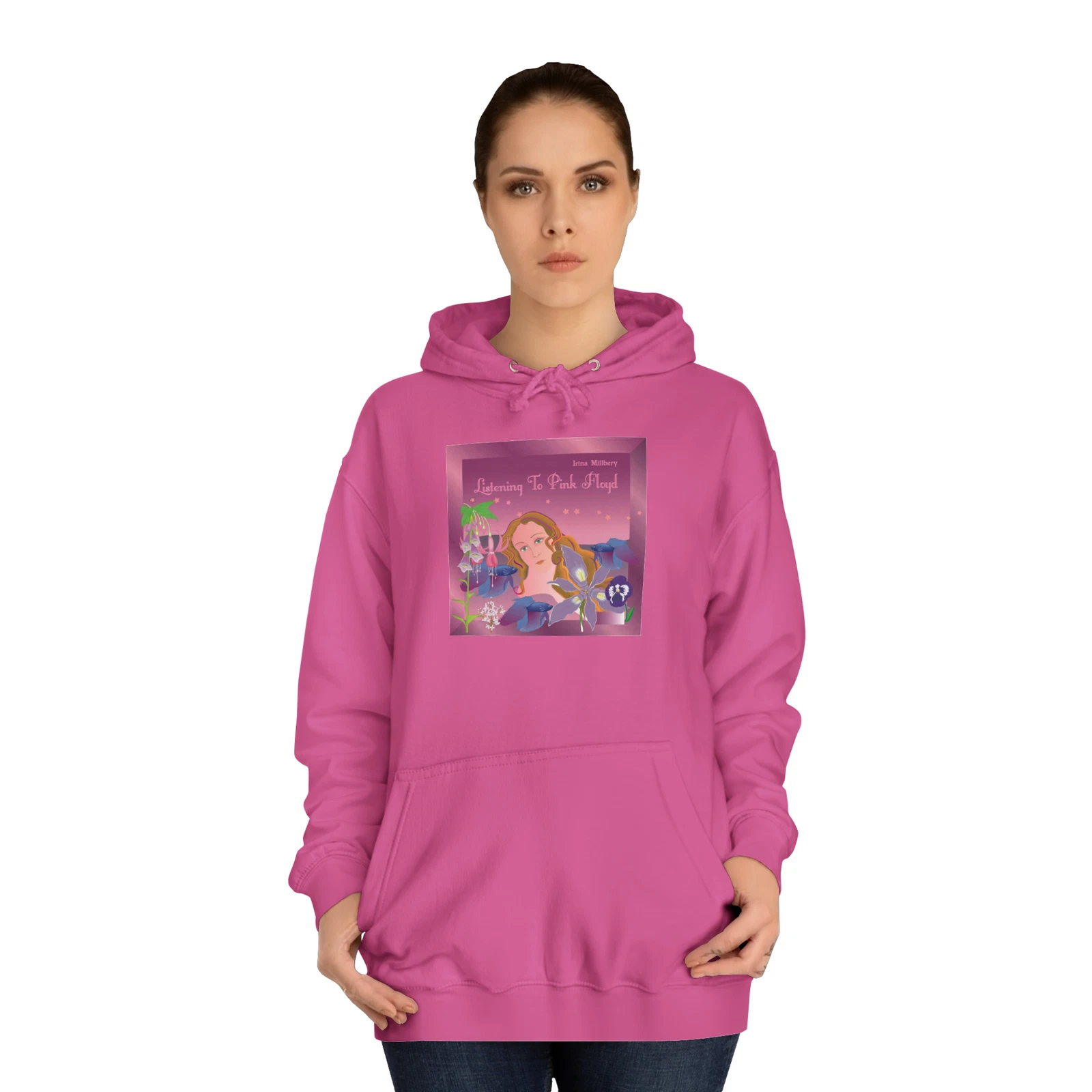 Unisex College Hoodie Listening to Pink Floyd Sport Clothing Fitness Active wear