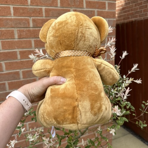 Teddy velvet Bear by Mumbles tan soft toy spotty bow mm032 large 12" tall - Picture 6 of 8