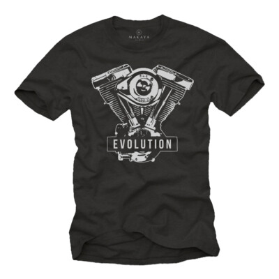 Herren T-Shirt schwarz Biker Motiv V2 Evolution Motor Motorrad Geschenke Rocker