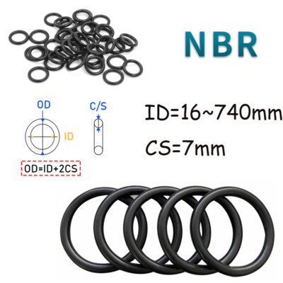 1x Pcs Metric O Ring Nitrile Rubber O-ring NBR Seal O-rings ID=16mm~740mm CS=7mm